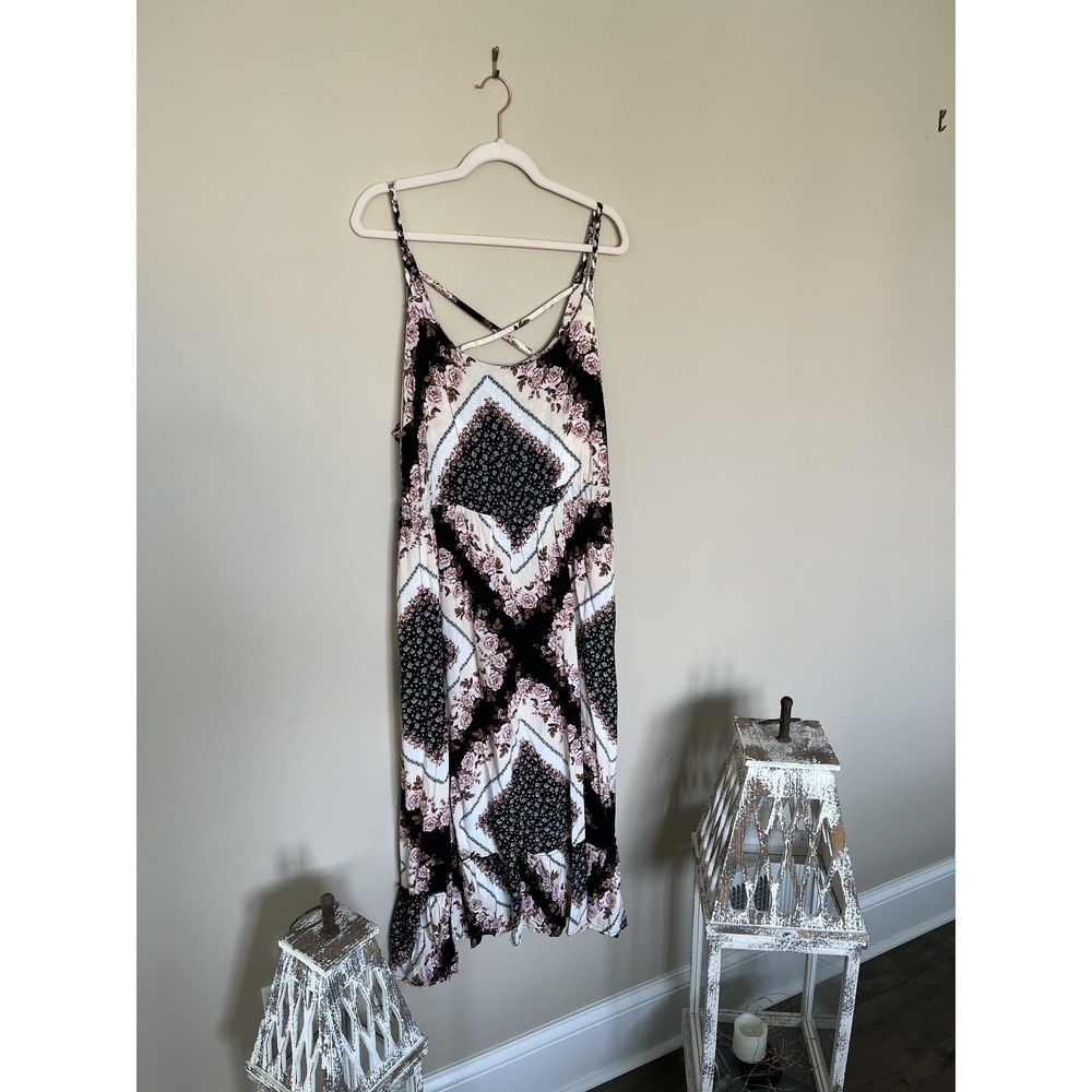 NWT Torrid Multi Scarf Print Shirred Hem Challis Midi Dress, Size 2